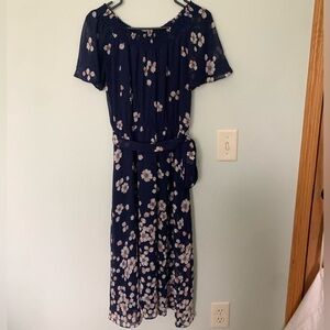 Studio One floral, navy-blue dress